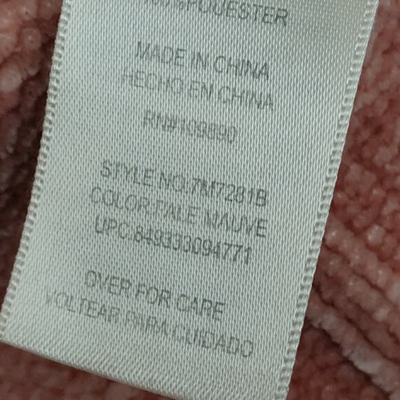 Seven7 Chenille Open Cardigan Sweater Peach Pink Long Sleeve Front Pockets - Picture 6 of 6